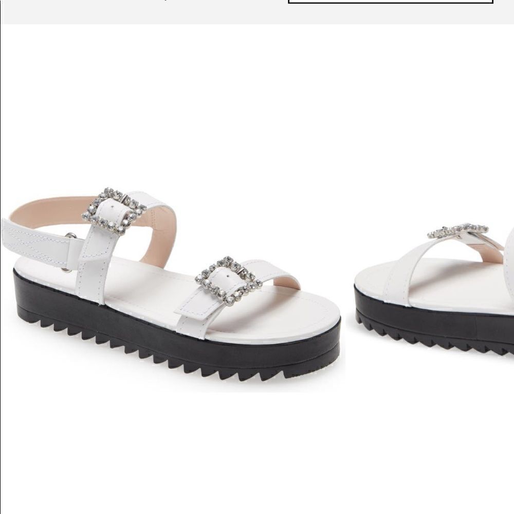 Schutz Women’s Rutz crystal buckle leather white sandal size 7,5 NIB